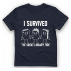 I Survived The Great Library T-Shirt - Heather Navy front