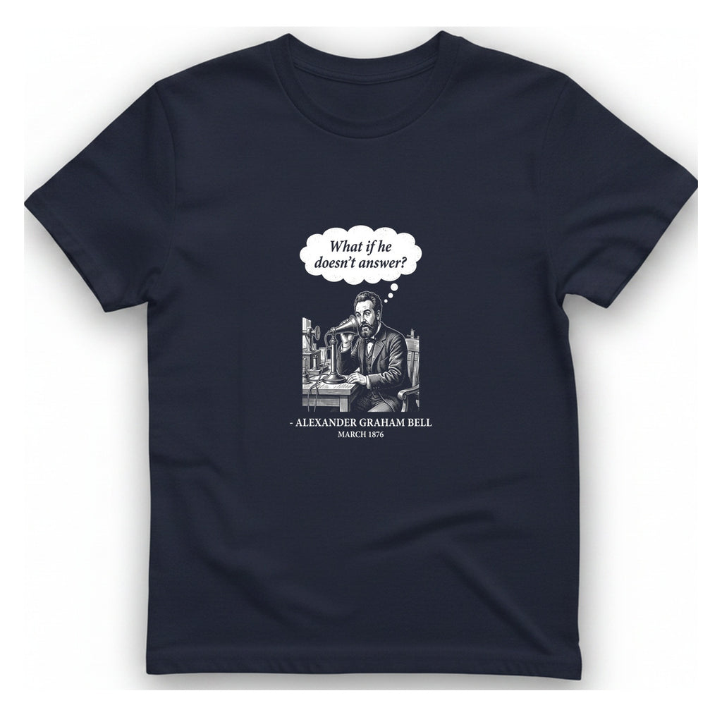 First Phone Call Panic T-Shirt - Heather Navy front