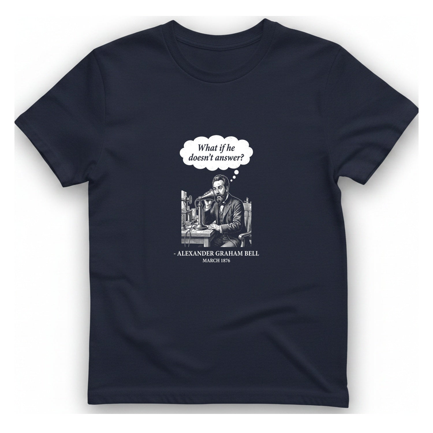 First Phone Call Panic T-Shirt - Heather Navy front