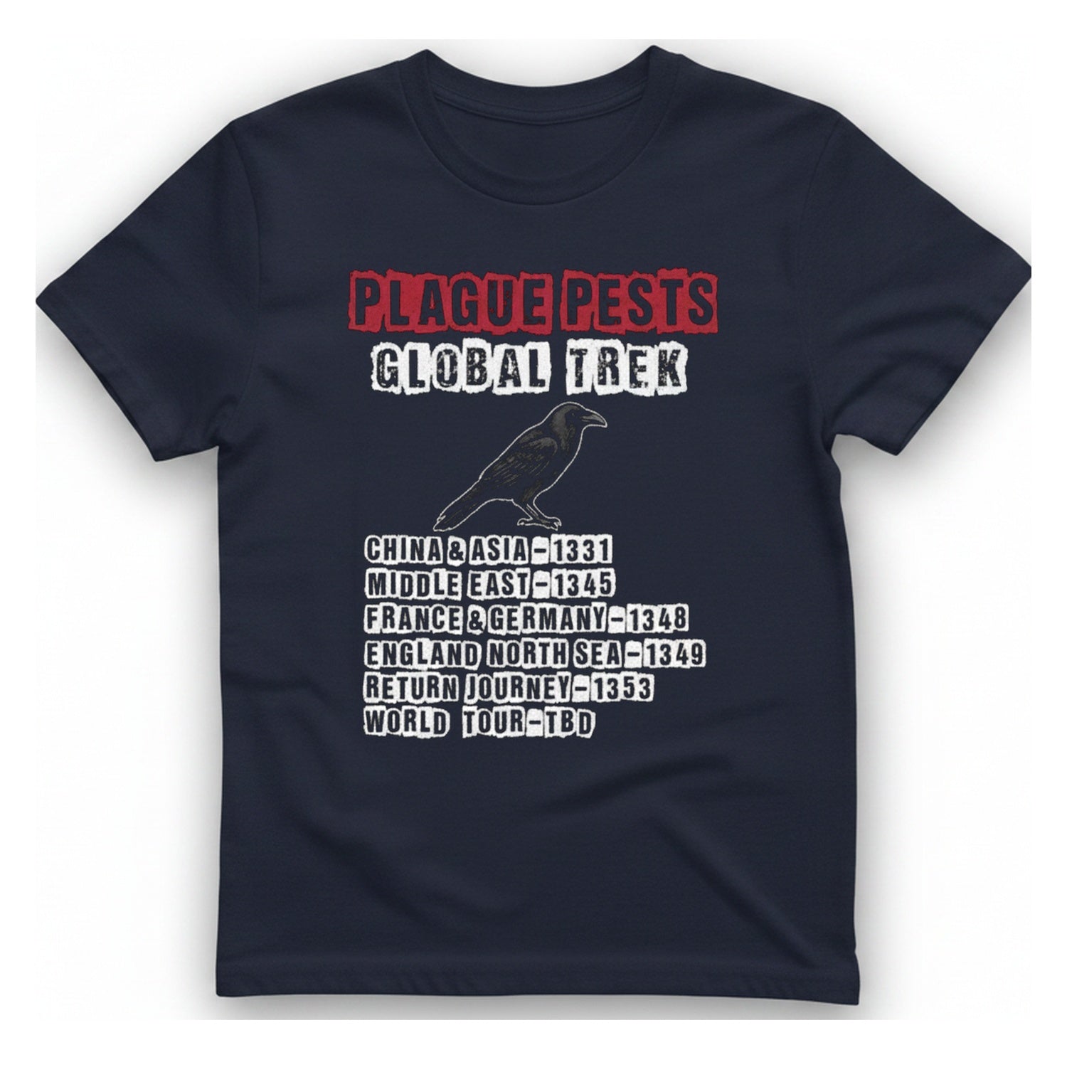 Plague Pests Global Trek T-Shirt - Heather Navy front