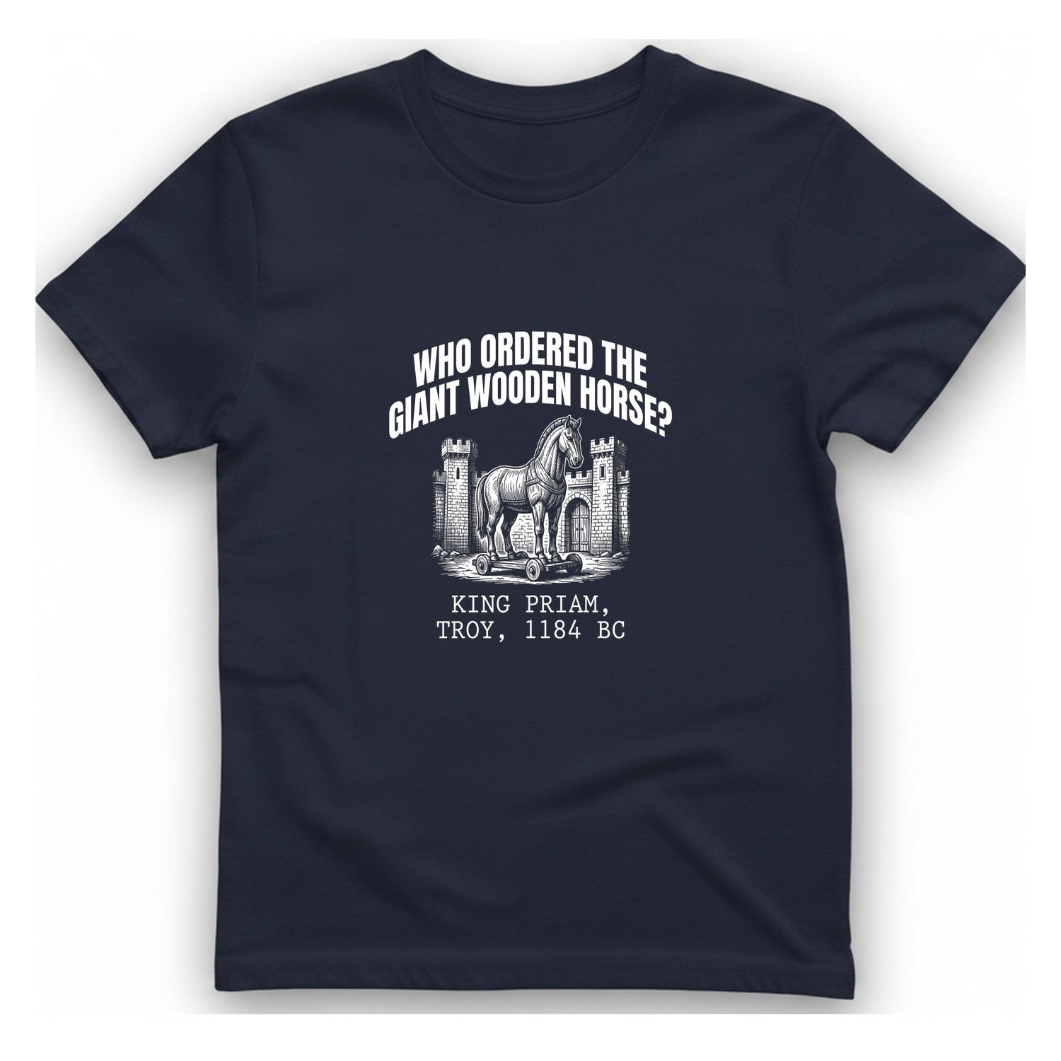 Trojan Wooden Horse T-Shirt - Heather Navy front