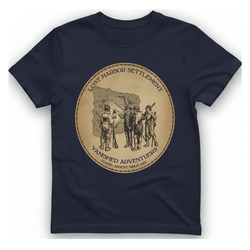 Lost Harbor Settlement T-Shirt - Heather Navy front