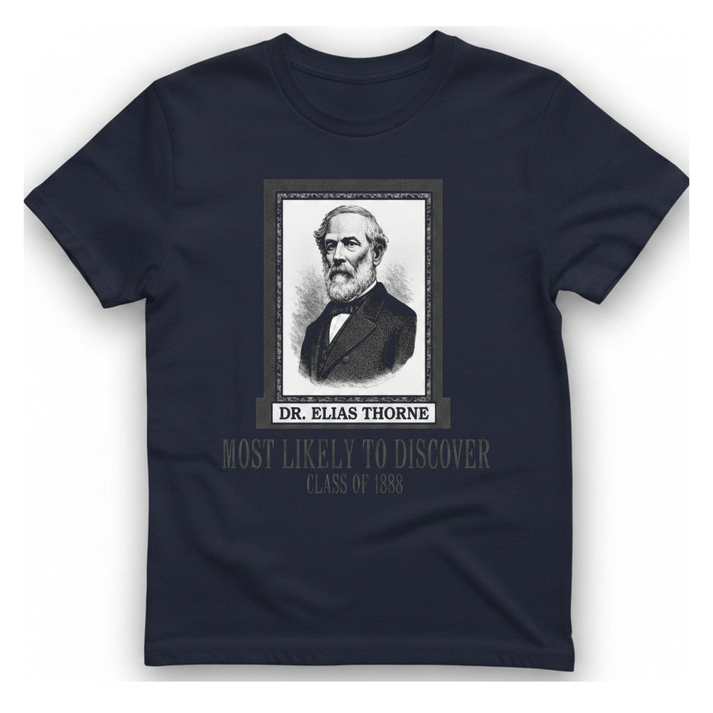 Dr Elias Thorne Discover T-Shirt - Heather Navy front
