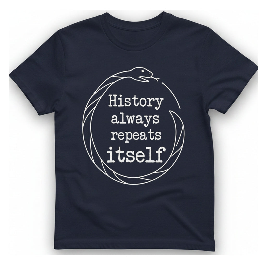 History Always Repeats T-Shirt - Heather Navy front