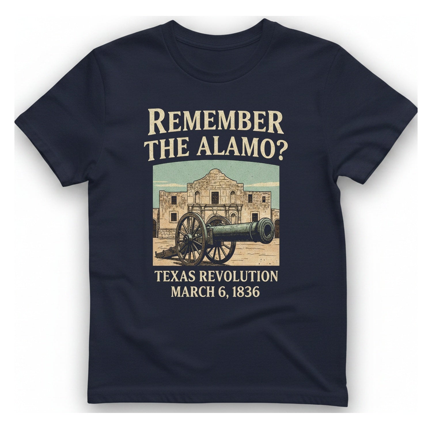 Remember The Alamo T-Shirt - Heather Navy front