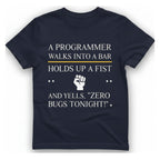 Programmer Zero Bugs T-Shirt - Heather Navy front