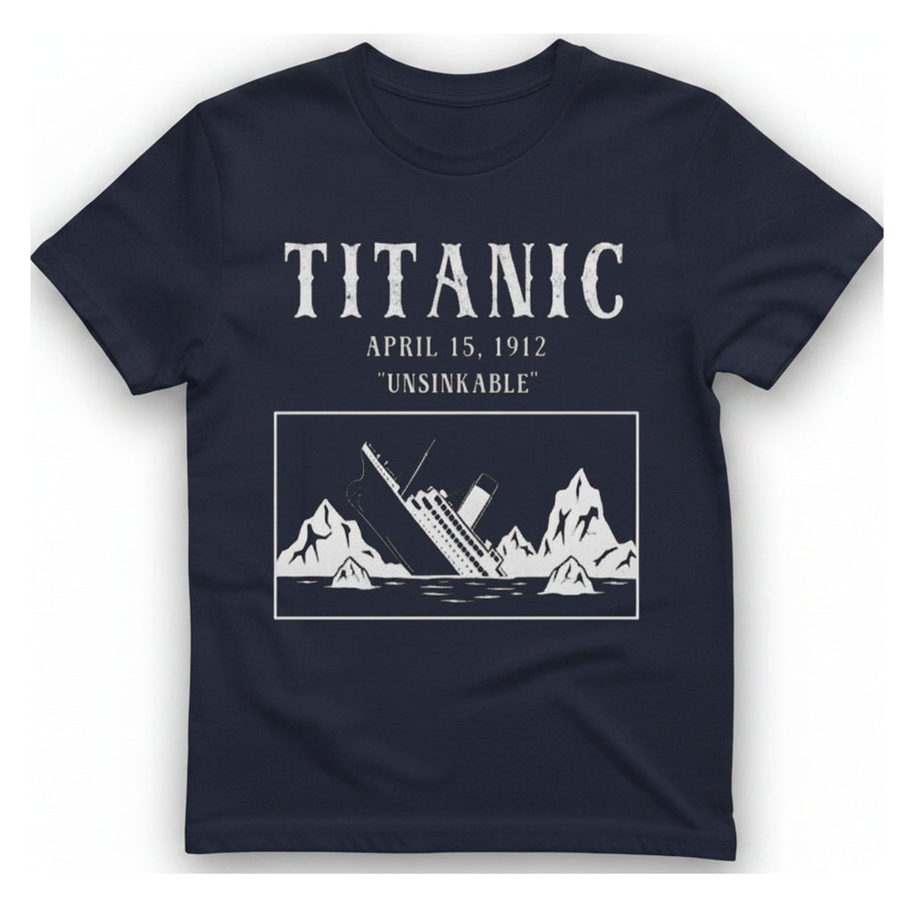 Titanic Unsinkable T-Shirt - Heather Navy front
