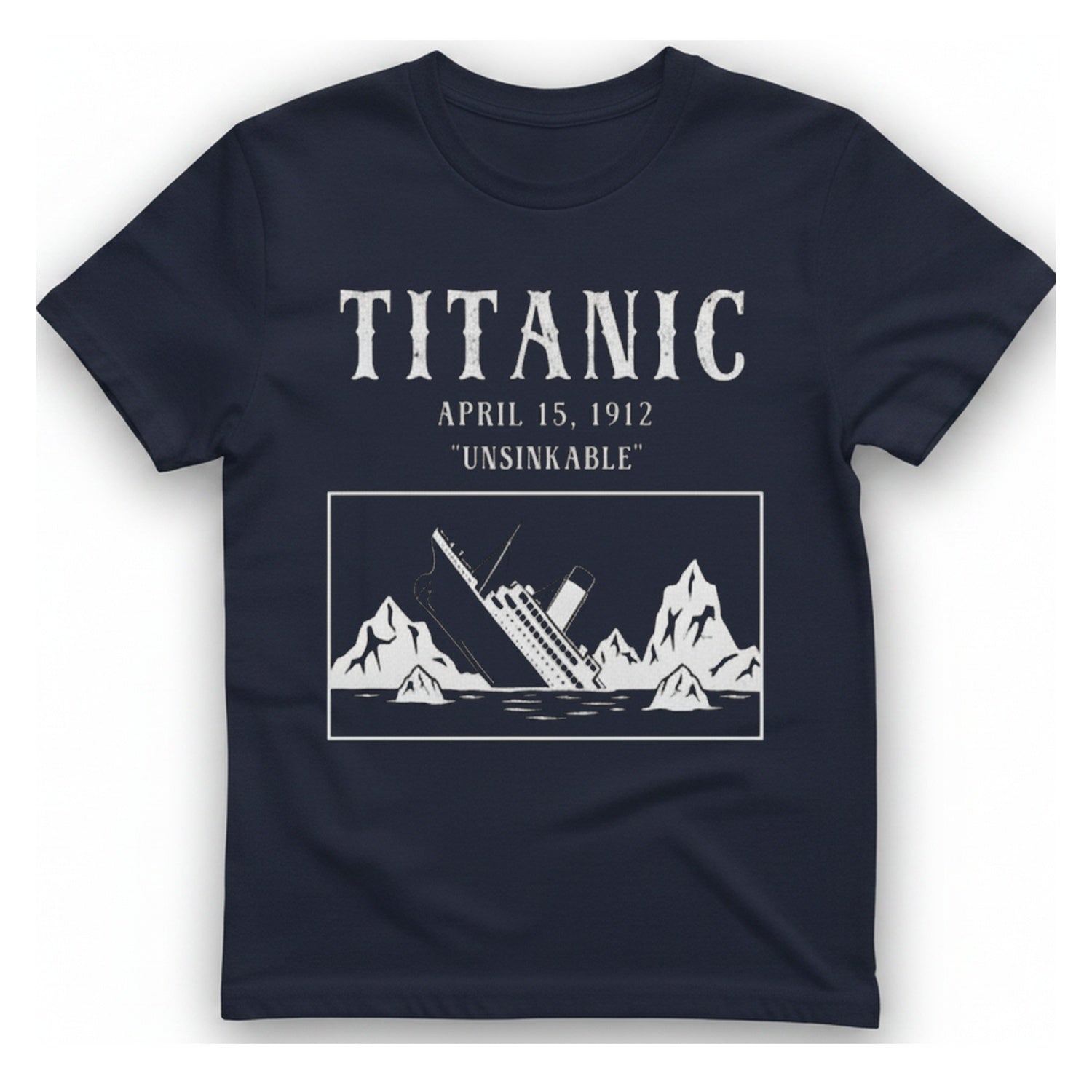 Titanic Unsinkable T-Shirt - Heather Navy front