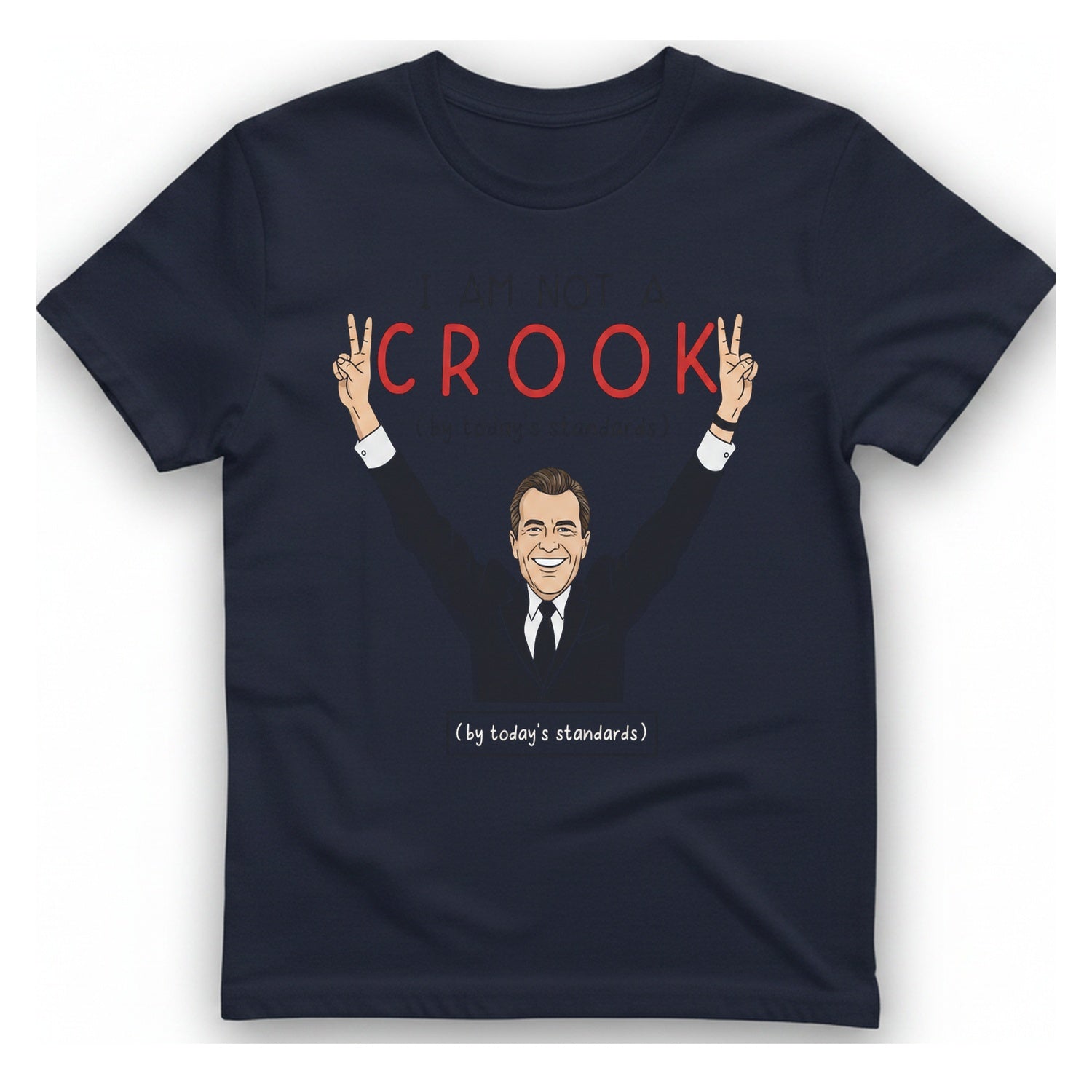 Not A Crook T-Shirt - Heather Navy front