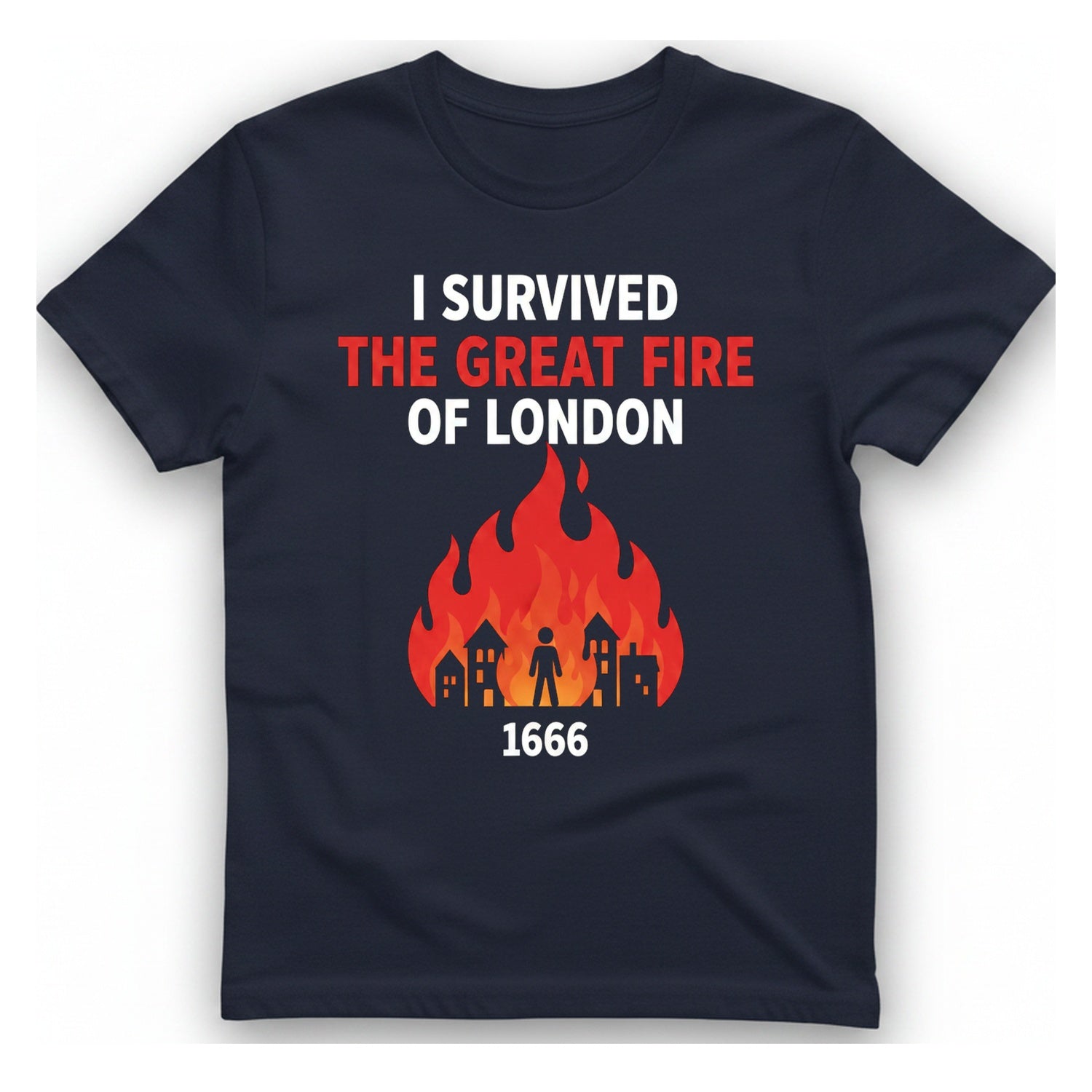 I Survived The Great Fire T-Shirt - Heather Navy front