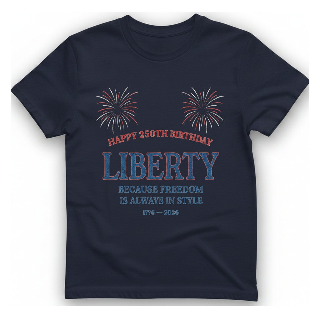 Happy 250Th Birthday Liberty T-Shirt - Heather Navy front