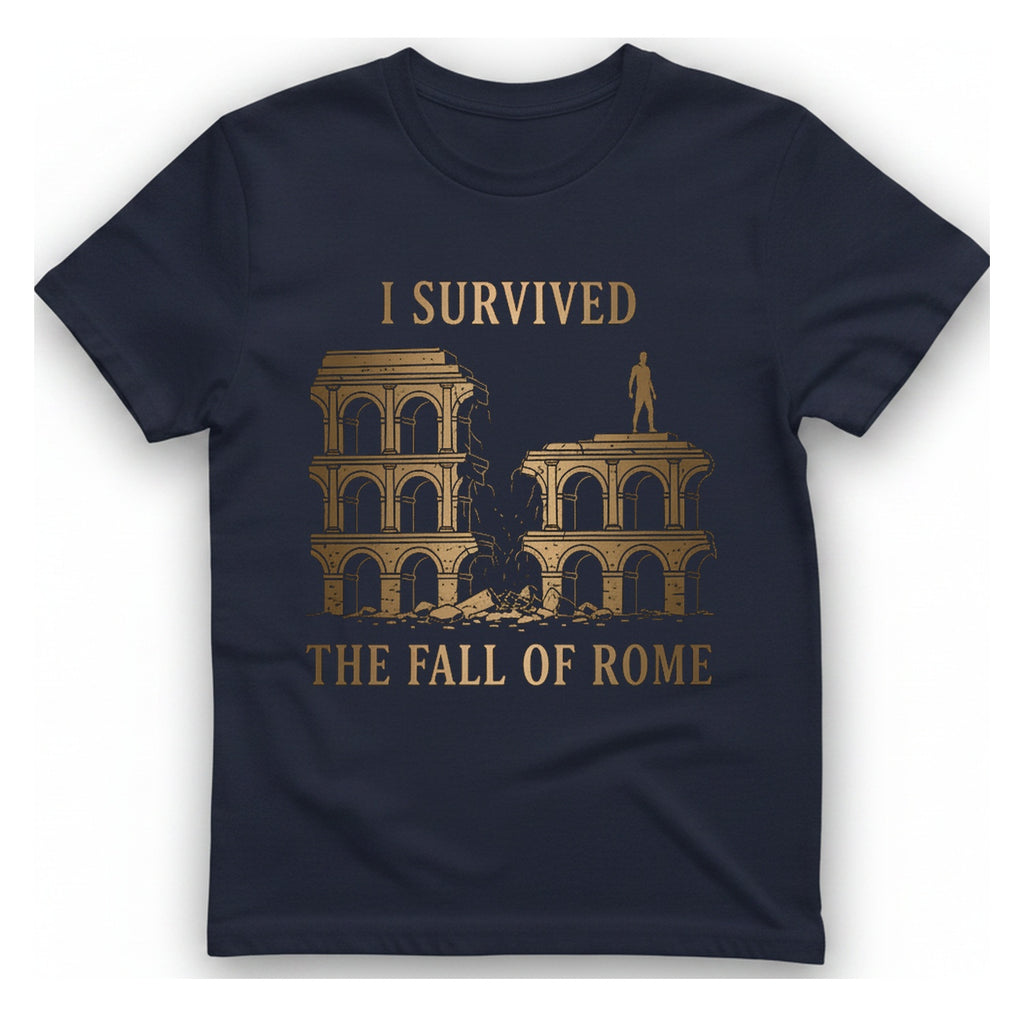 I Survived The Fall of T-Shirt - Heather Navy front