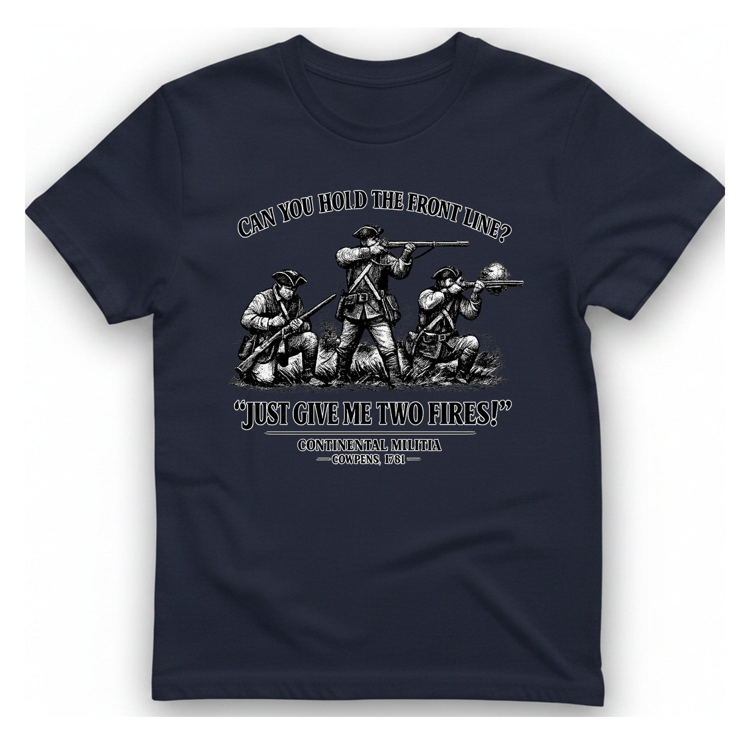 Continental Militia Two Fires Cowpens T-Shirt - Heather Navy front