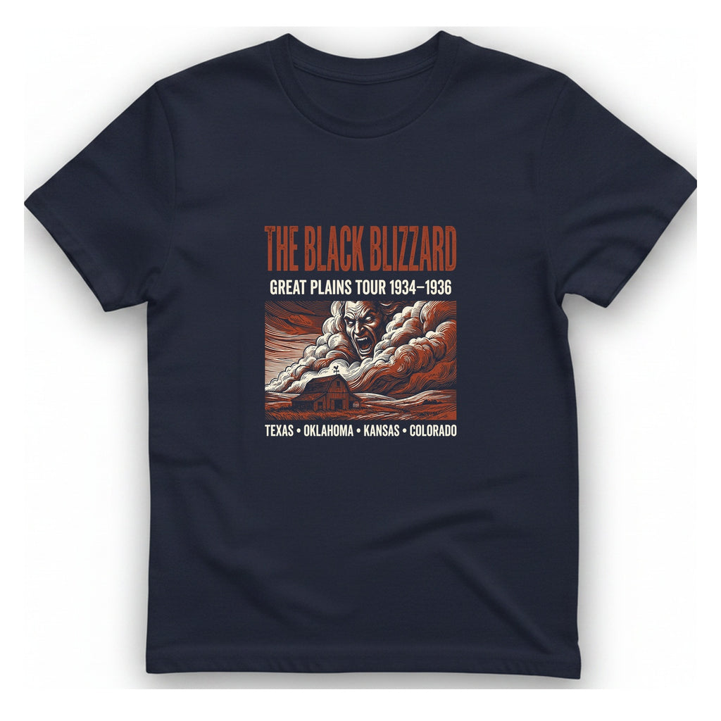 Black Blizzard Dust Tour T-Shirt - Heather Navy front