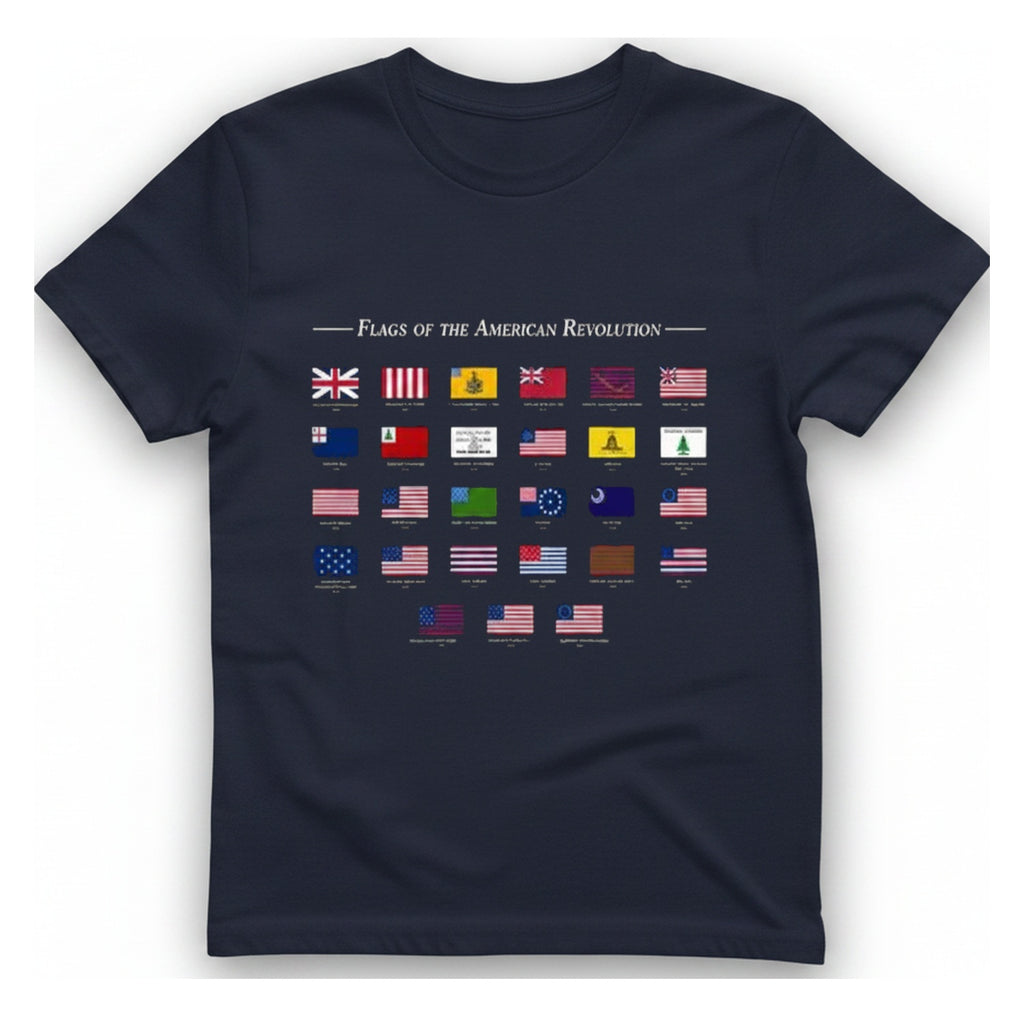 American Revolution Flags T-Shirt - Heather Navy front
