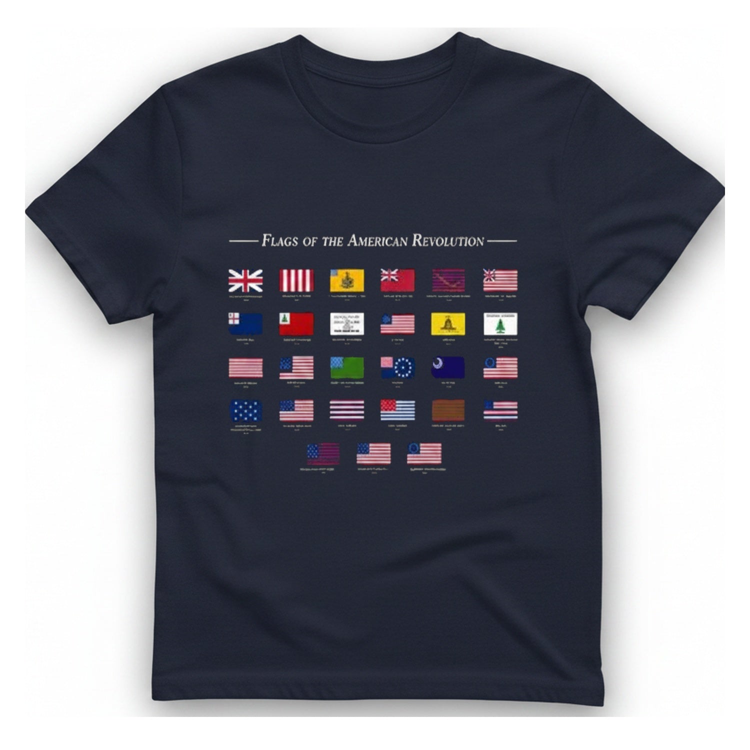 American Revolution Flags T-Shirt - Heather Navy front