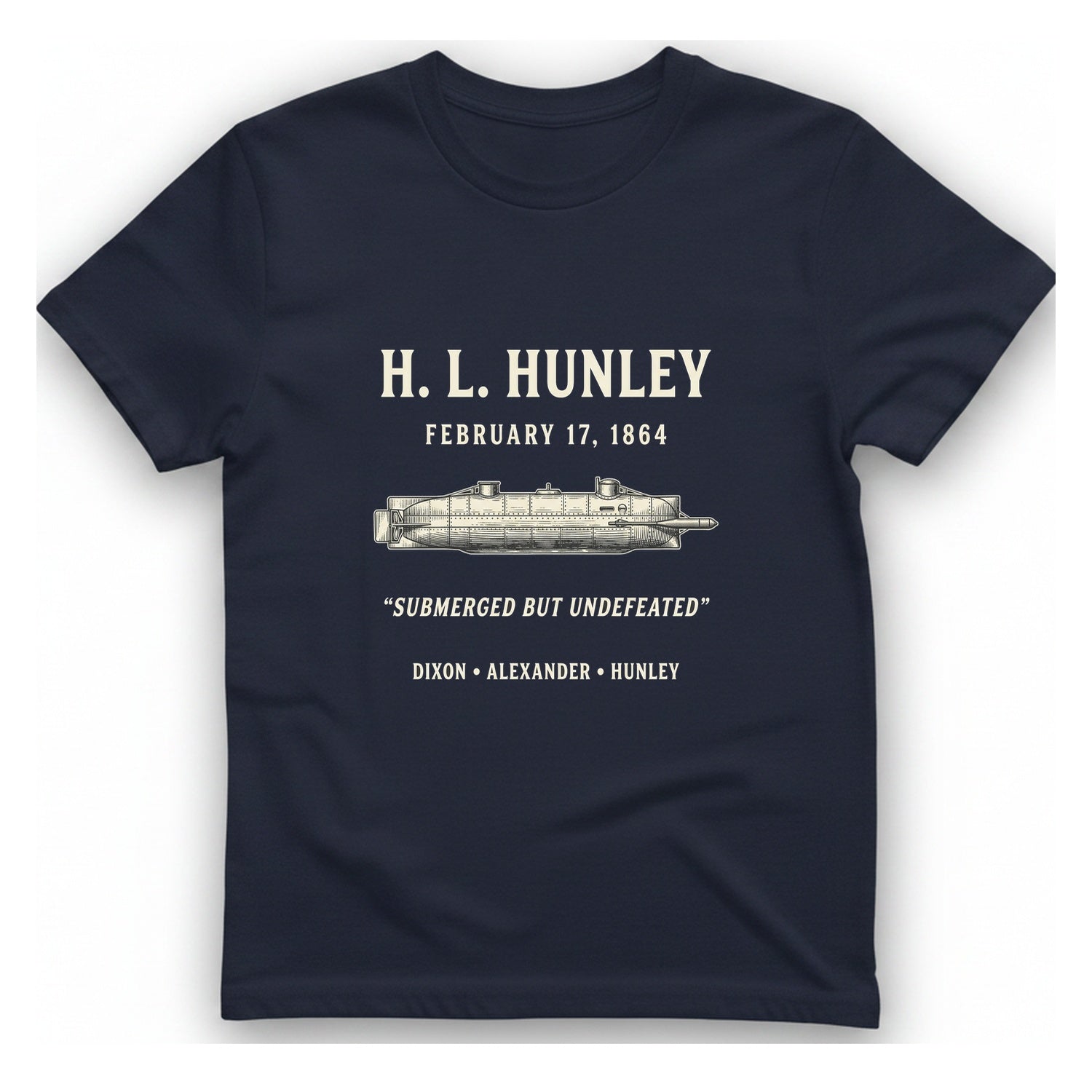 Css Hunley Submarine Memorial T-Shirt - Heather Navy front