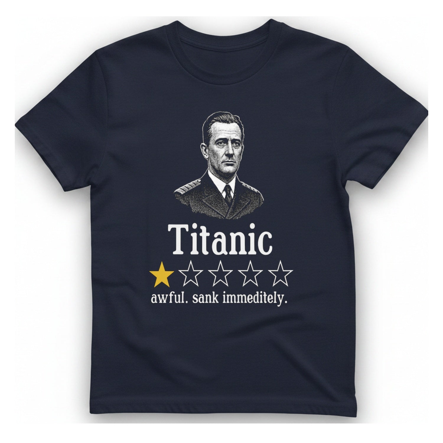Titanic One Star Review T-Shirt - Heather Navy front