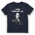 Descartes I Think Therefore I T-Shirt - Heather Navy front