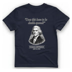 Thomas Jefferson Procrastination Double Spaced T-Shirt - Heather Navy front