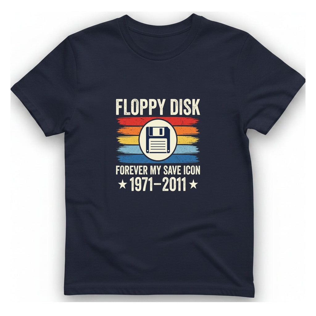 Floppy Disk Memorial T-Shirt - Heather Navy front