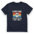 Floppy Disk Memorial T-Shirt - Heather Navy front