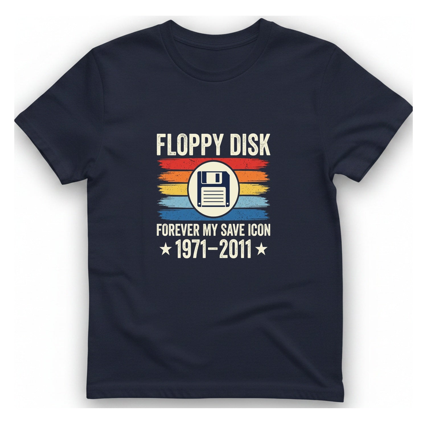 Floppy Disk Memorial T-Shirt - Heather Navy front