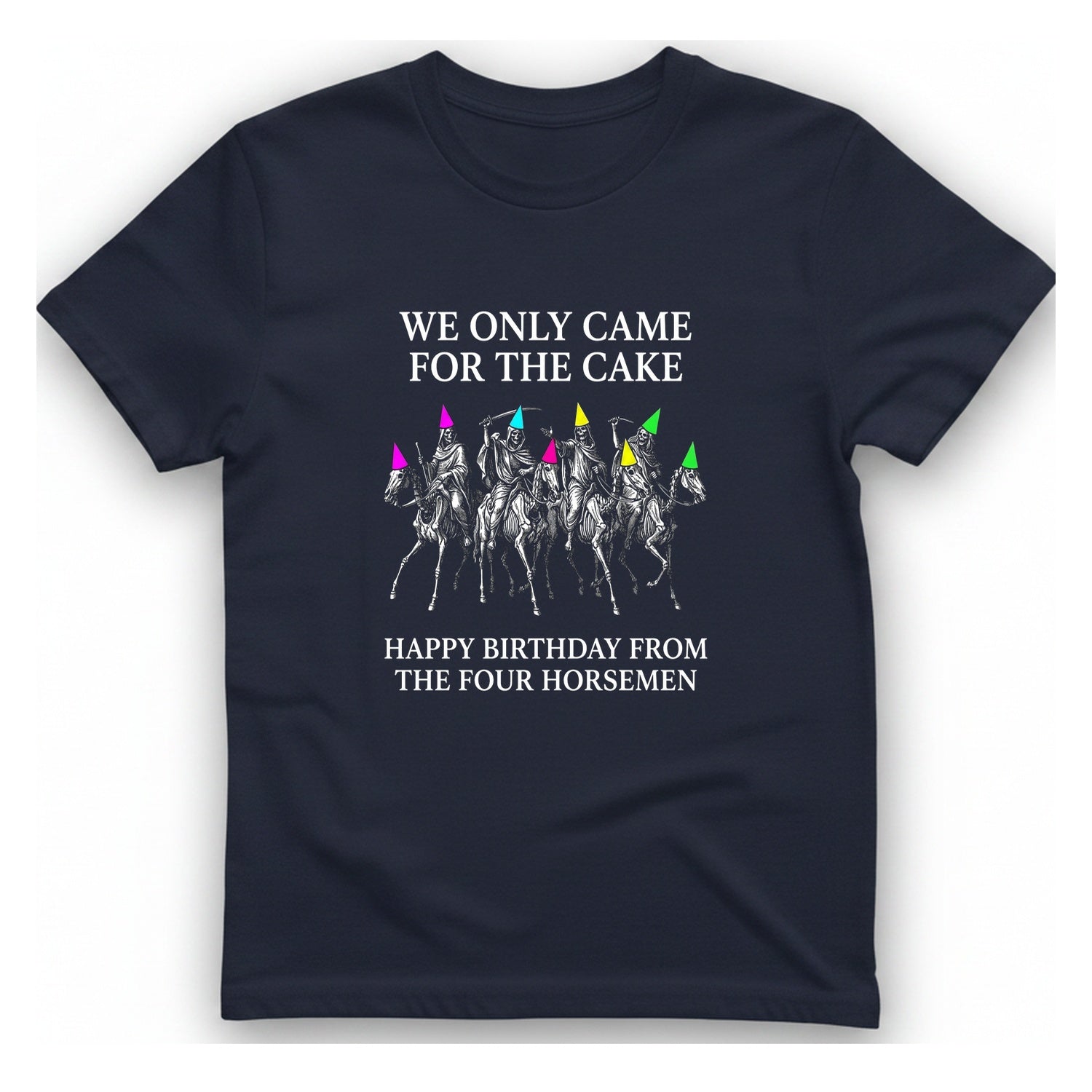 Four Horsemen Birthday Party T-Shirt - Heather Navy front
