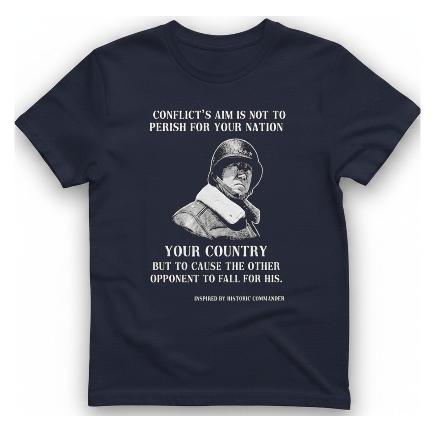 Historic Commander Quote T-Shirt - Heather Navy front