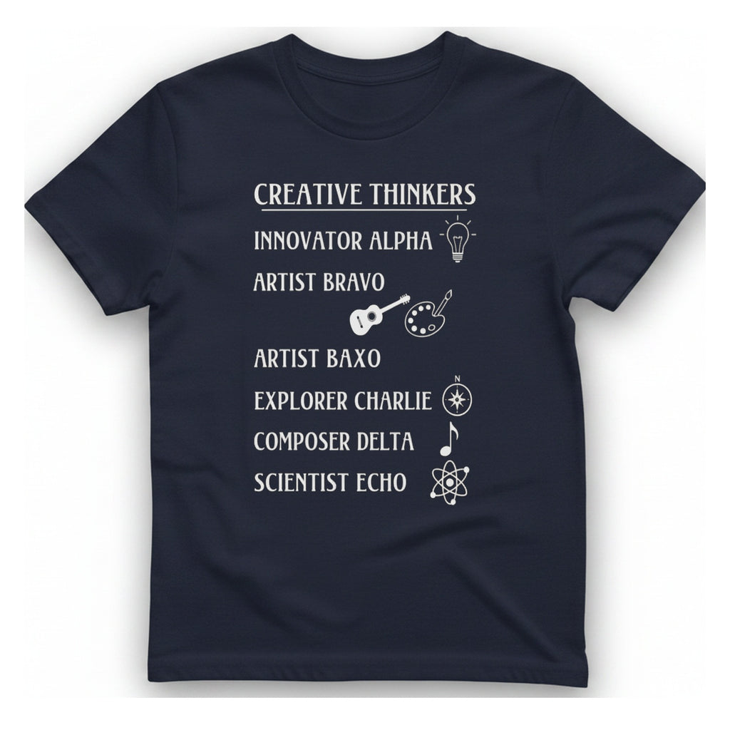 Creative Thinkers List T-Shirt - Heather Navy front