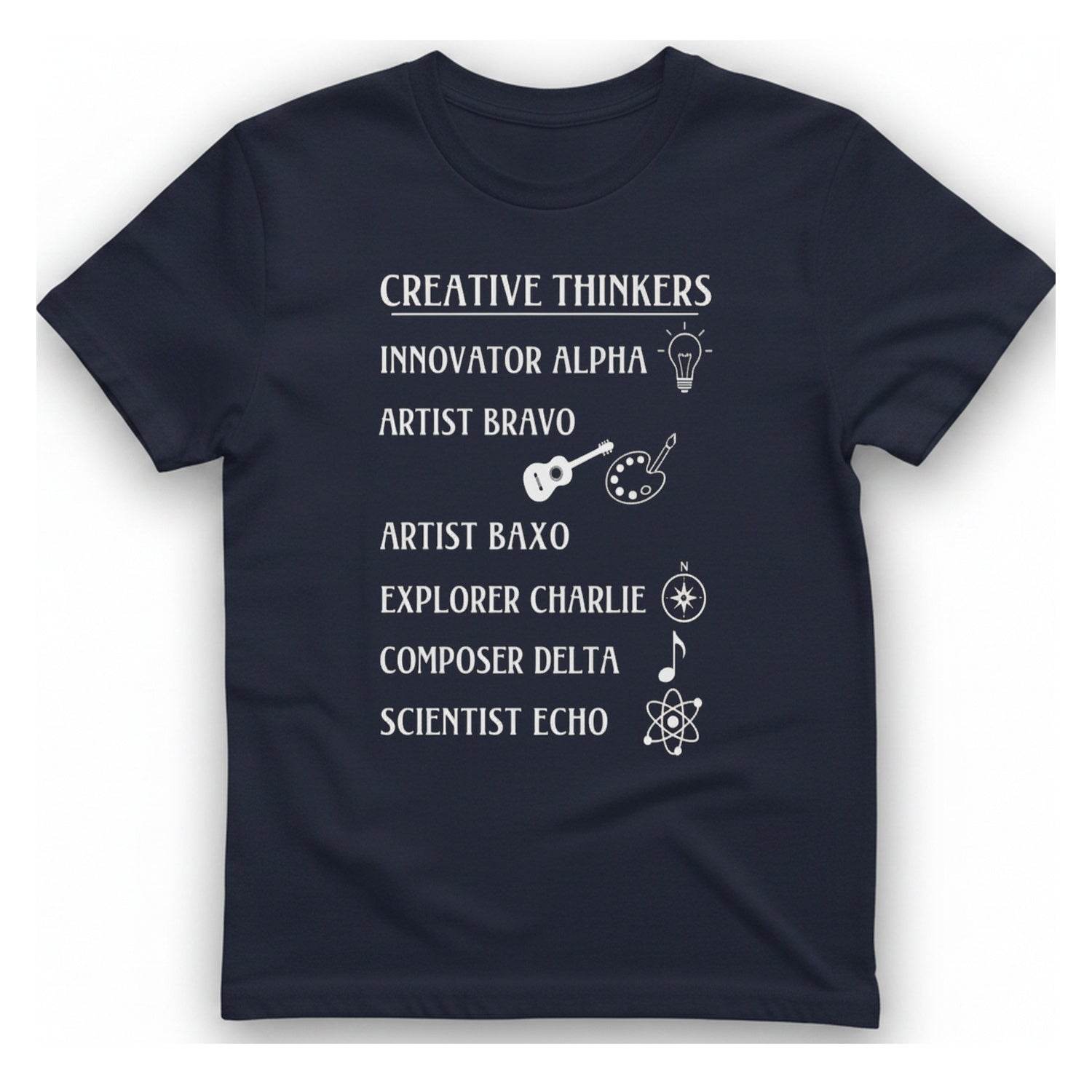 Creative Thinkers List T-Shirt - Heather Navy front