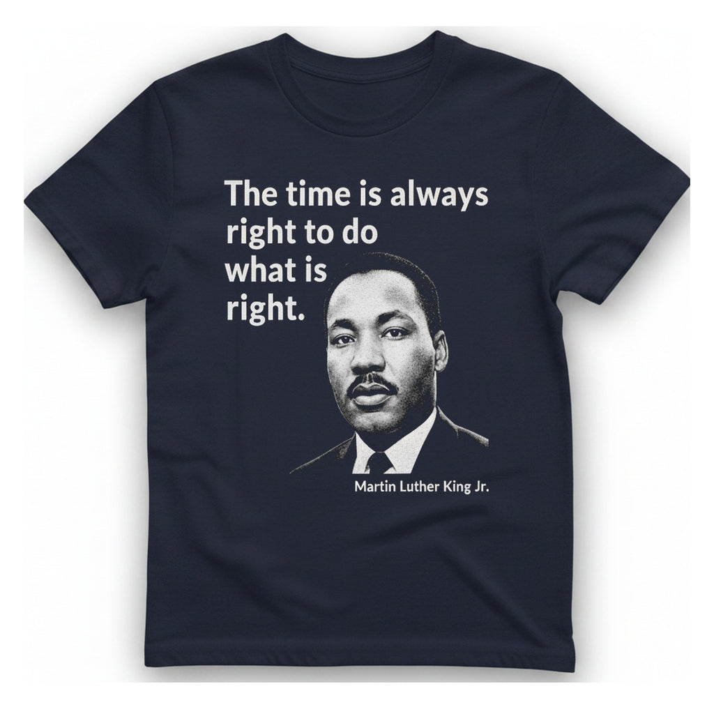 The Time Is Always Right T-Shirt - Heather Navy front