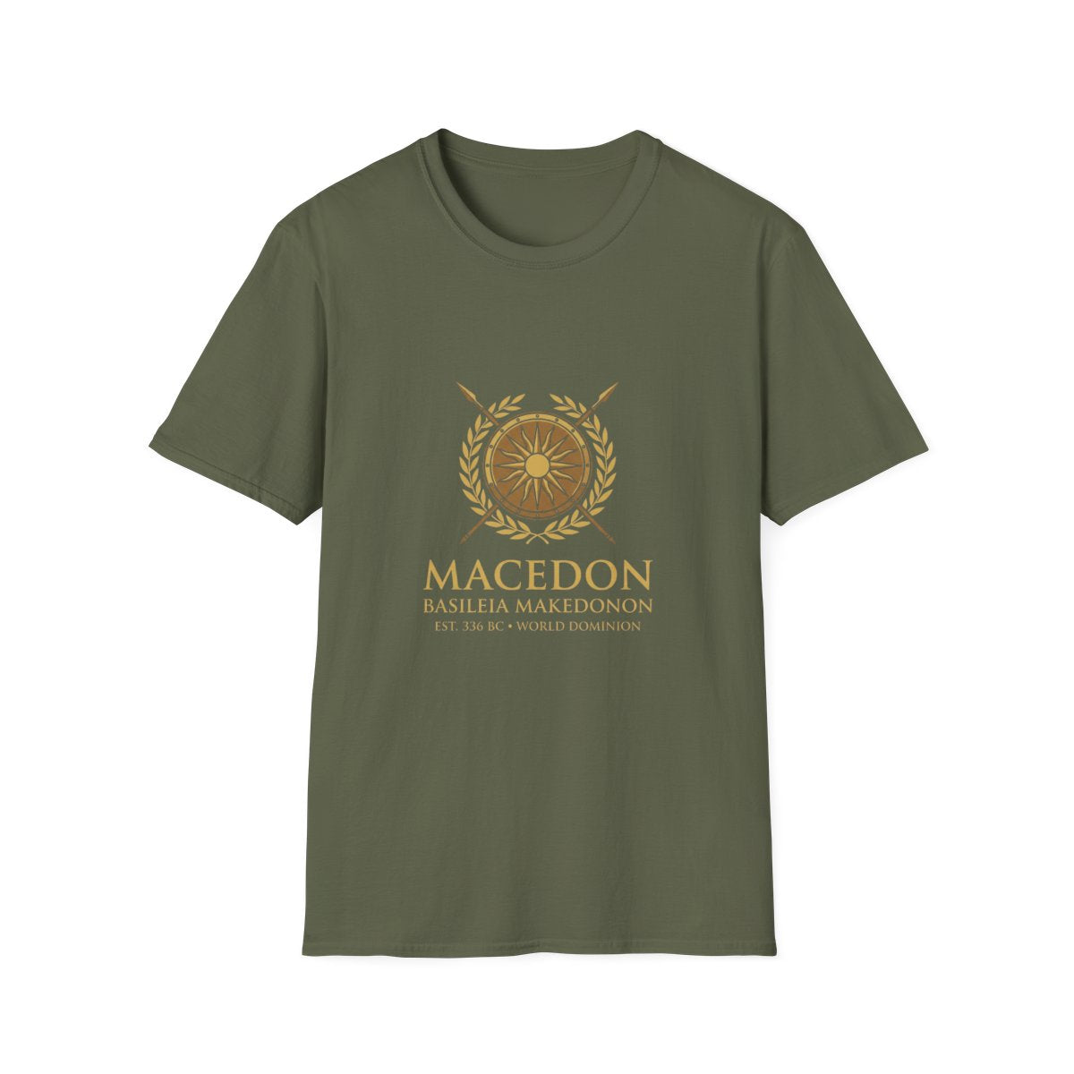 Macedonian Empire Crest T-Shirt - Military Green front