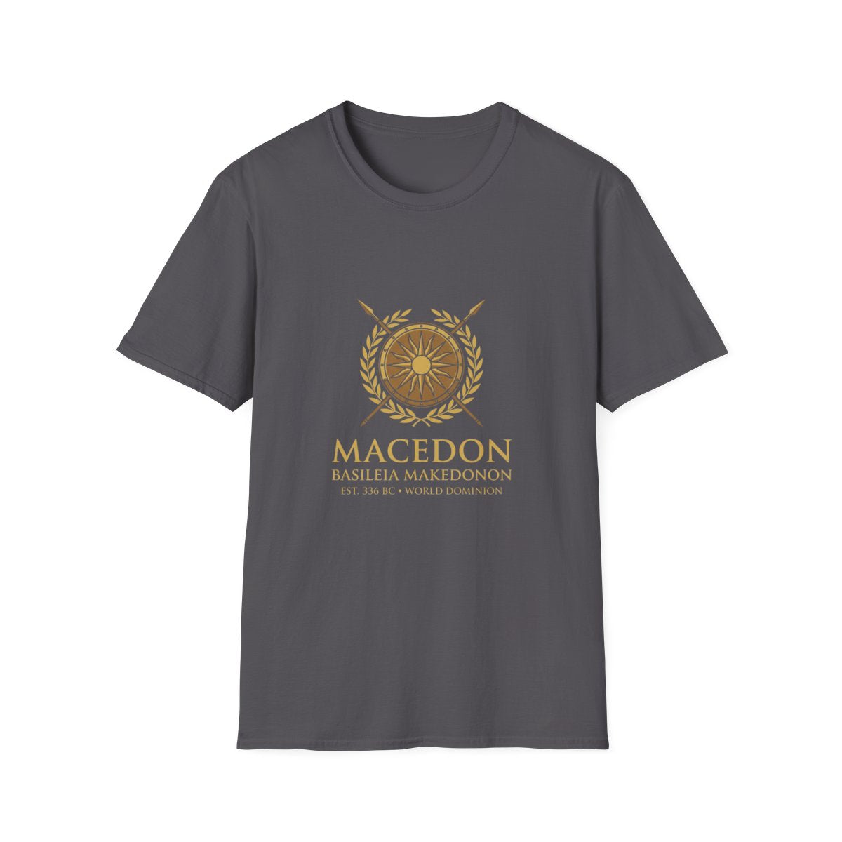 Macedonian Empire Crest T-Shirt - Charcoal front