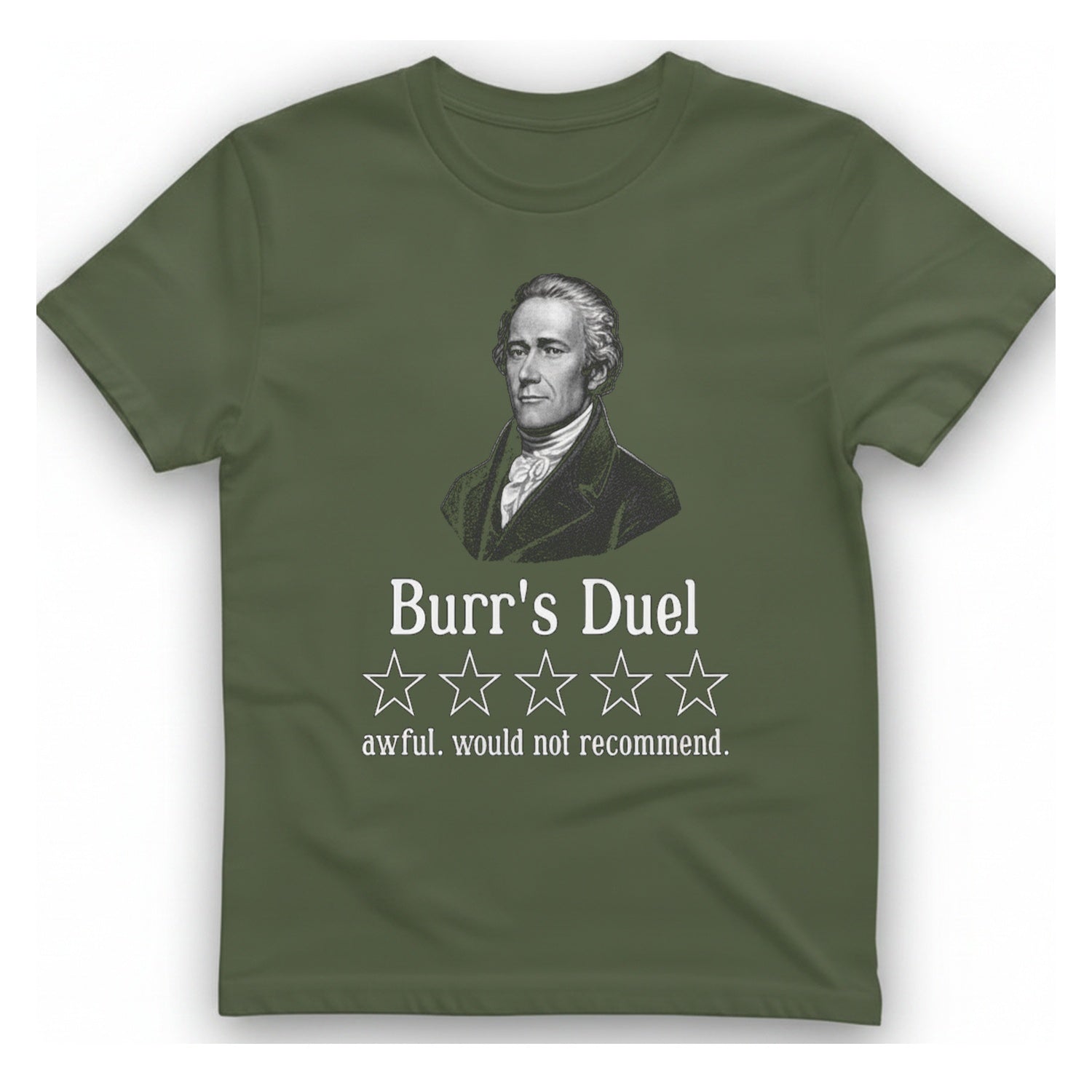 Burr Duel Review T-Shirt - Military Green front