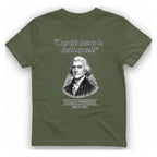 Thomas Jefferson Procrastination Double Spaced T-Shirt - Military Green front