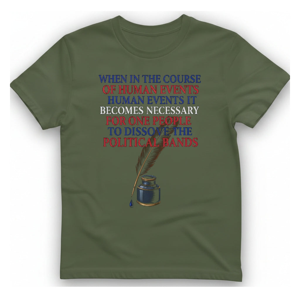 Declaration of Independence Preamble T-Shirt - Military Green front