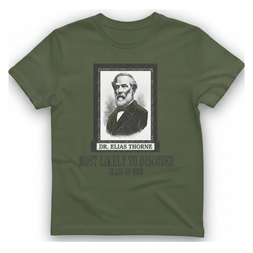 Dr Elias Thorne Discover T-Shirt - Military Green front