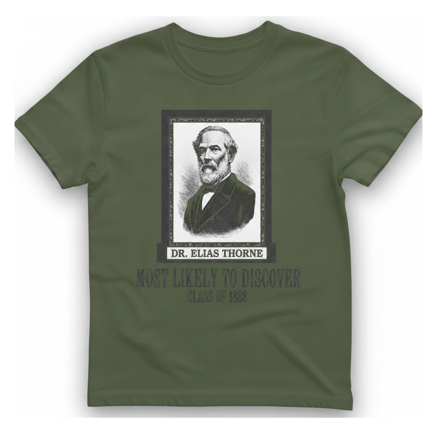 Dr Elias Thorne Discover T-Shirt - Military Green front
