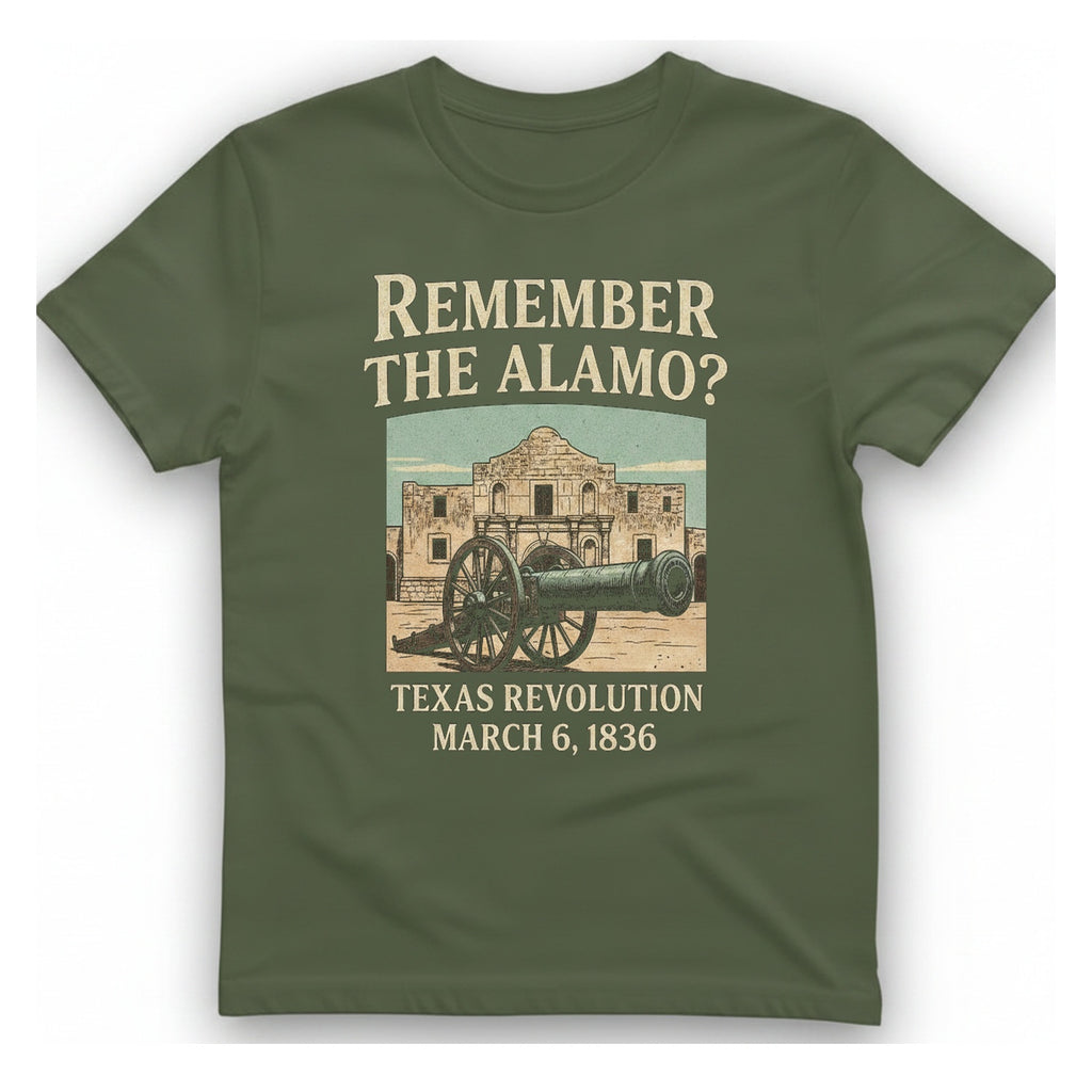 Remember The Alamo T-Shirt - Military Green front