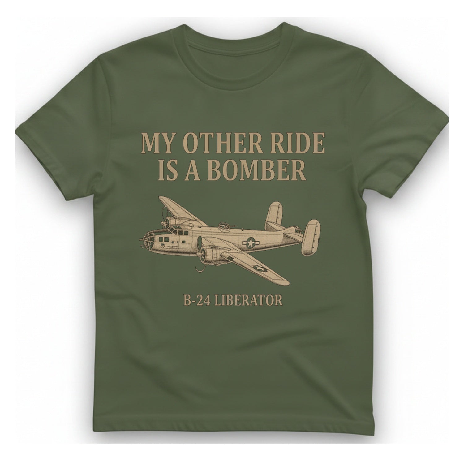 B Liberator Bomber T-Shirt - Military Green front