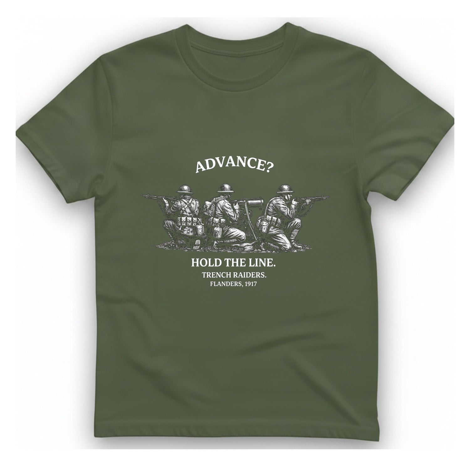 Flanders Trench Raiders T-Shirt - Military Green front