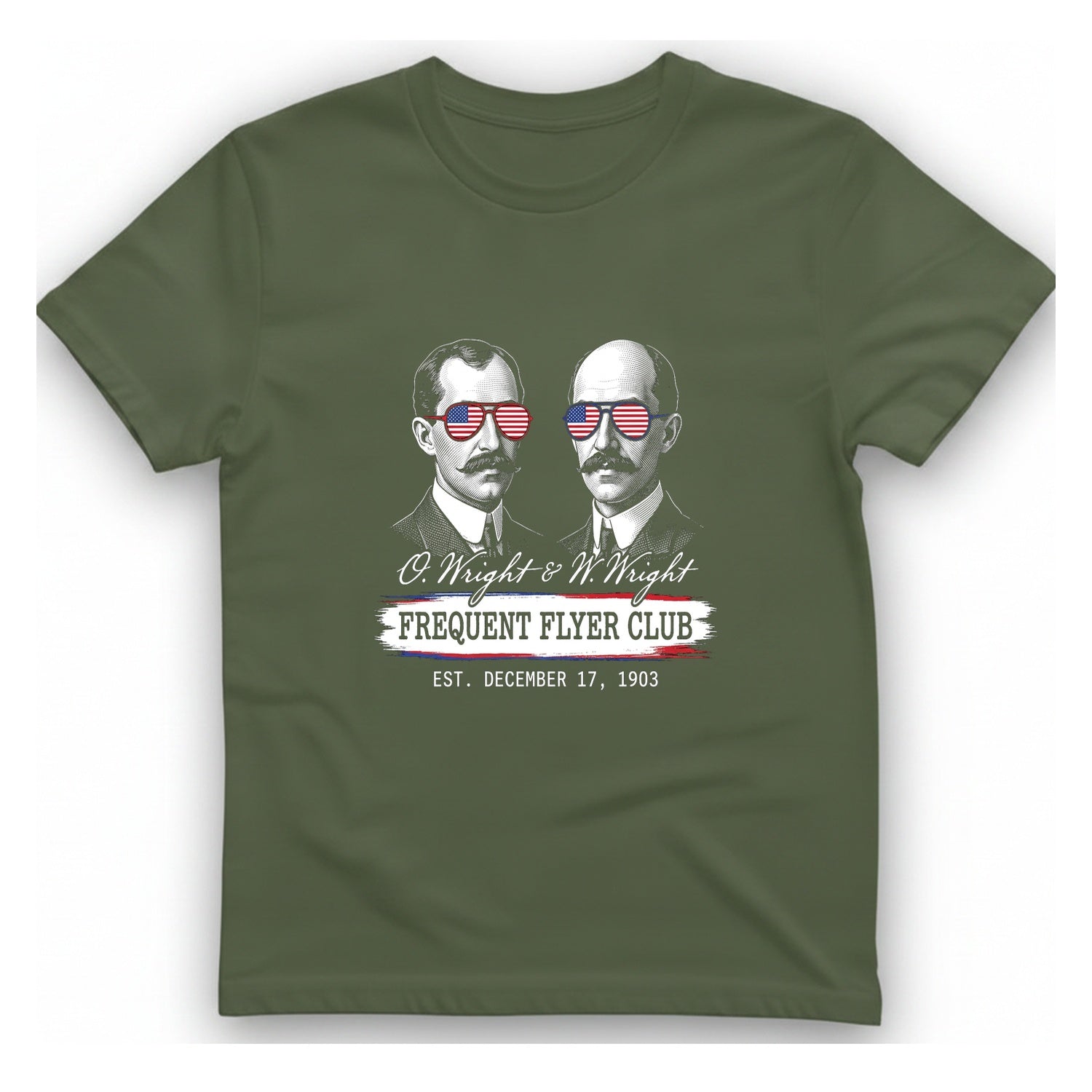 Wright Brothers Frequent Flyer T-Shirt - Military Green front