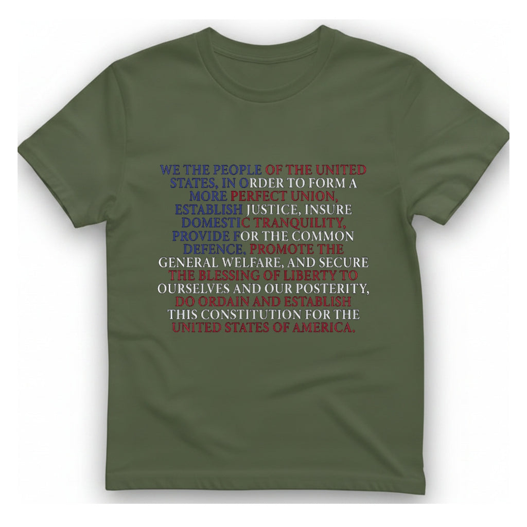 United States Constitution T-Shirt - Military Green front