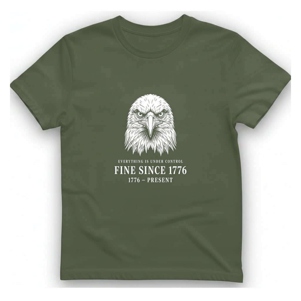 Stressed Eagle Fine Since T-Shirt - Military Green front