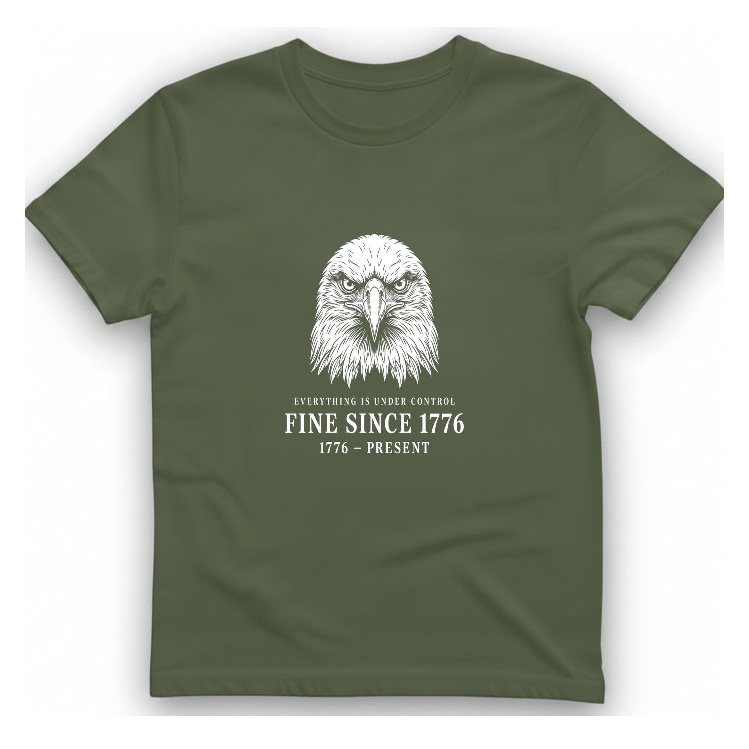 Stressed Eagle Fine Since T-Shirt - Military Green front