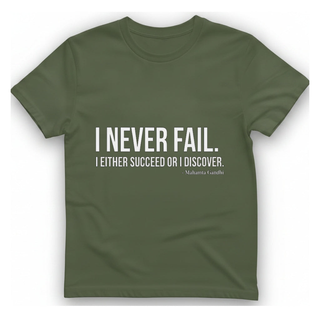Gandhi Never Fails T-Shirt - Military Green front