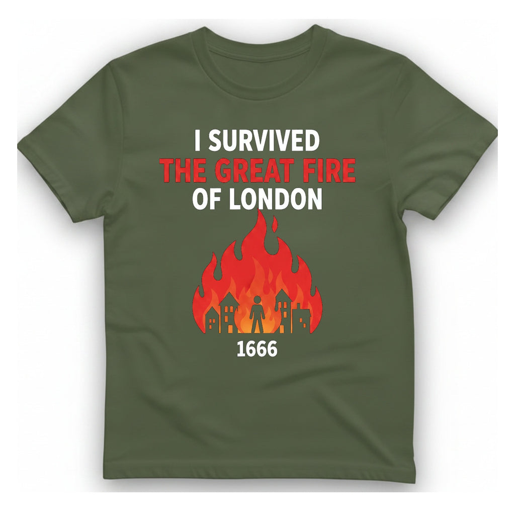 I Survived The Great Fire T-Shirt - Military Green front