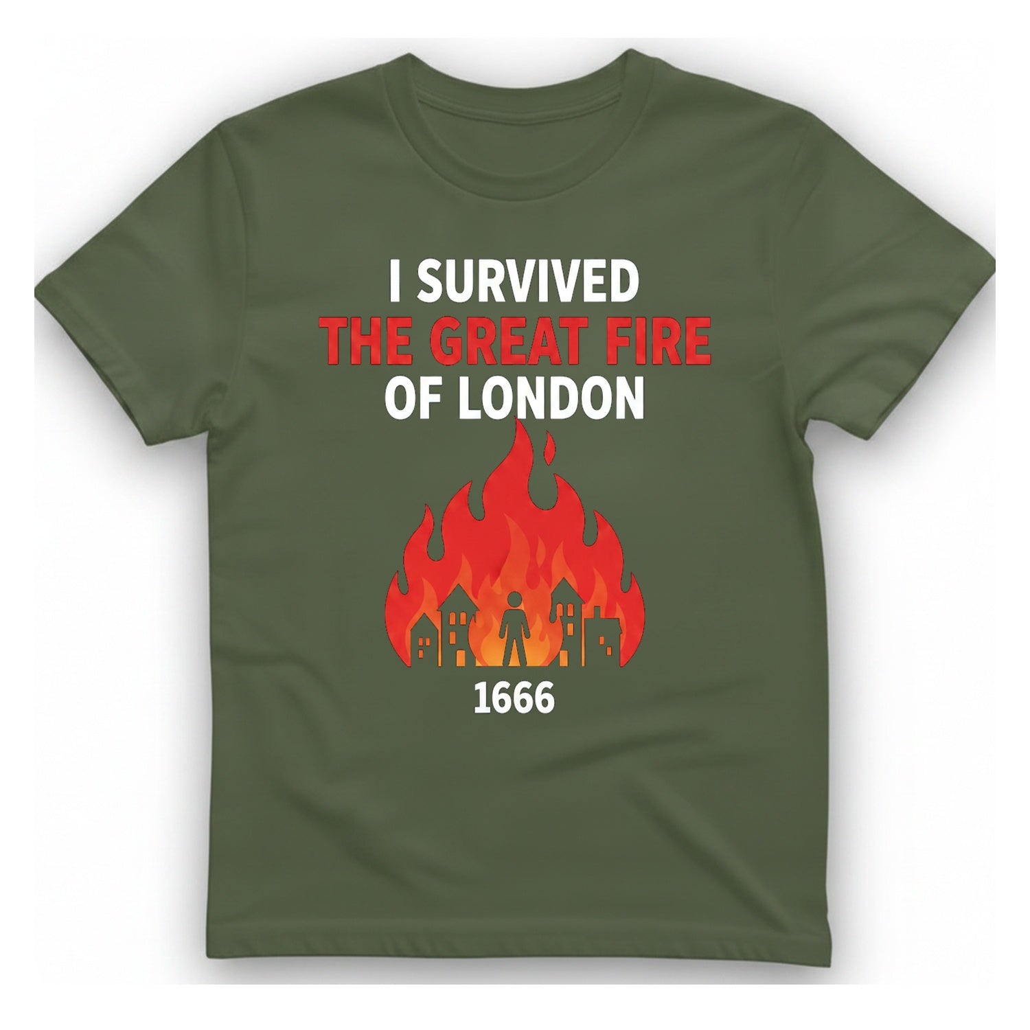 I Survived The Great Fire T-Shirt - Military Green front