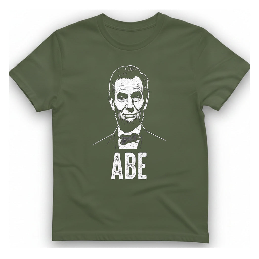 Abe Lincoln Portrait T-Shirt - Military Green front